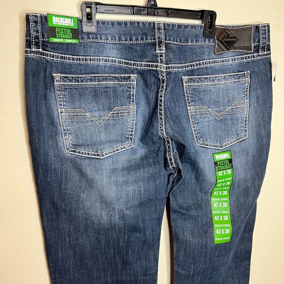 Rock & Roll Cowboy Pistol Straight Reflex Jeans 42x38 Men Med Wash Western Denim - Picture 11 of 13
